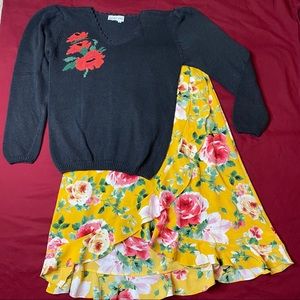 Vintage Ramie Cotton PuffShoulder Jacquard Sweater